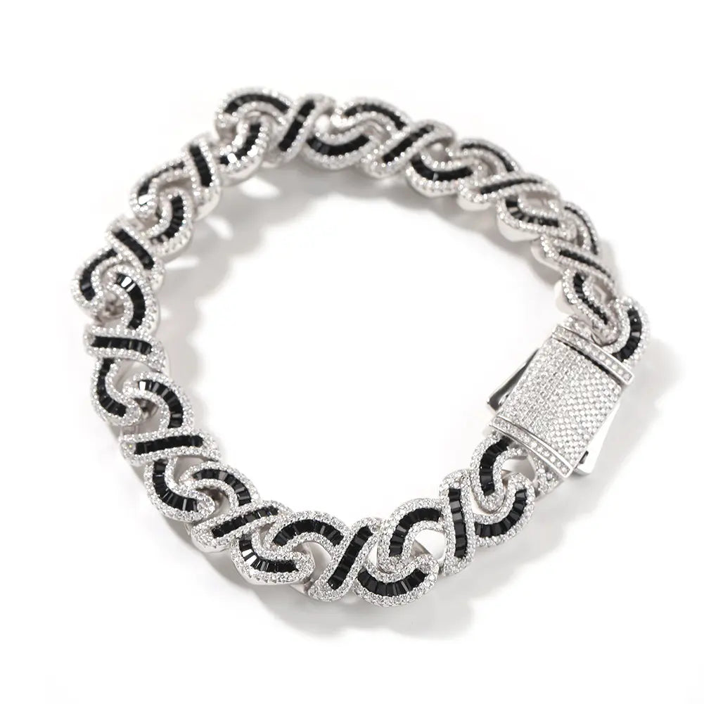 Iced out black cuban Bracelet 18K White Gold