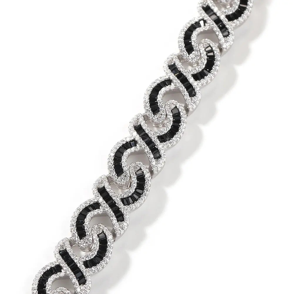 Iced out black cuban Bracelet 18K White Gold