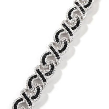 Iced out black cuban Bracelet 18K White Gold