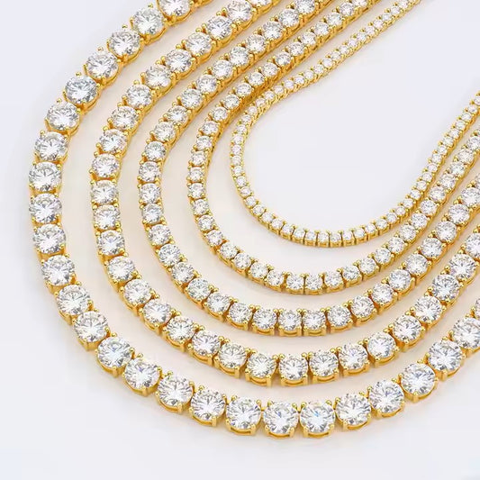 3mm VVS Moissanite Iced out tennis Necklace Gold / White Gold